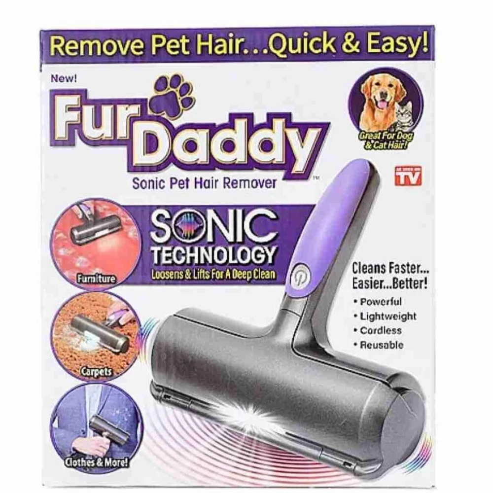 FUR DADDY Sonic Pet Hair Remover - Purple and Gray
